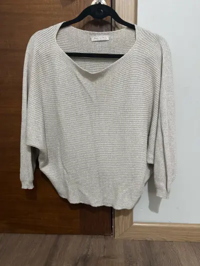 Suéter beige de punto fino - miniatura 1