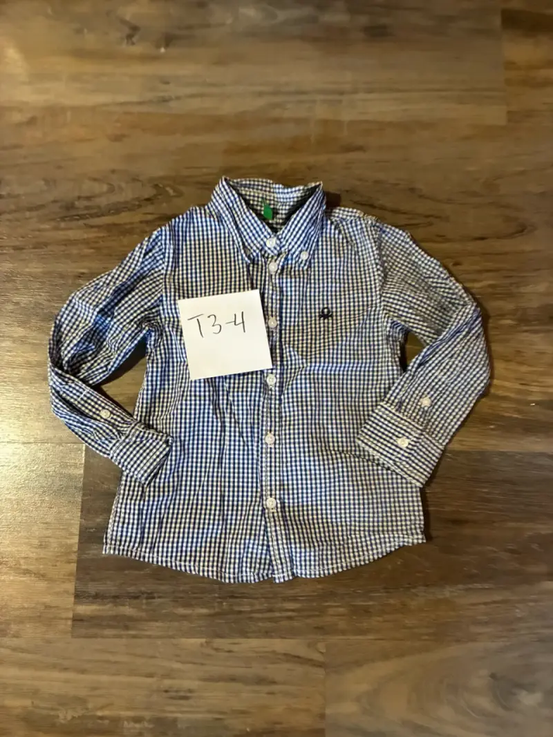 Camisa a cuadros azul para niño talla 3-4 - 1