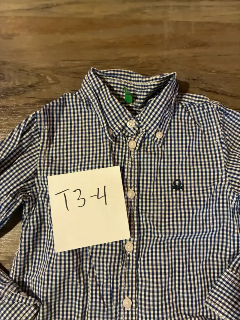 Camisa a cuadros azul para niño talla 3-4 - 2