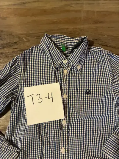 Camisa a cuadros azul para niño talla 3-4 - miniatura 2