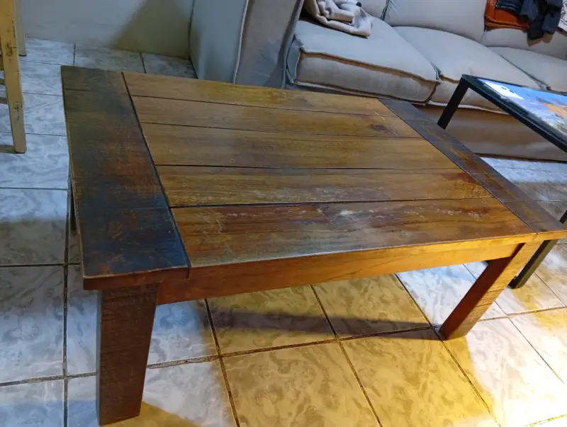 Mesa de centro rústica de madera - 5