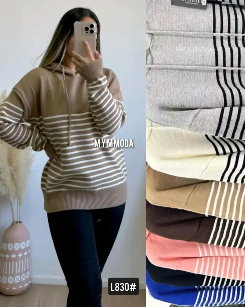 Polerón de rayas con capucha unisex