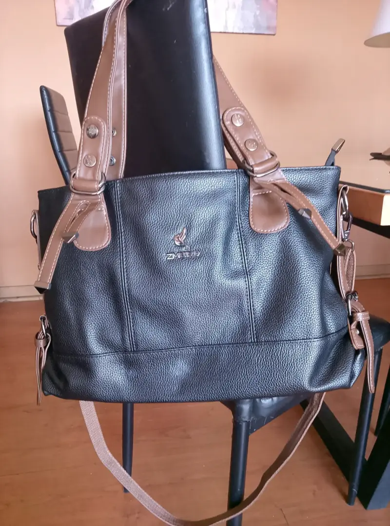 Bolso de cuero negro y marrón Zafiro