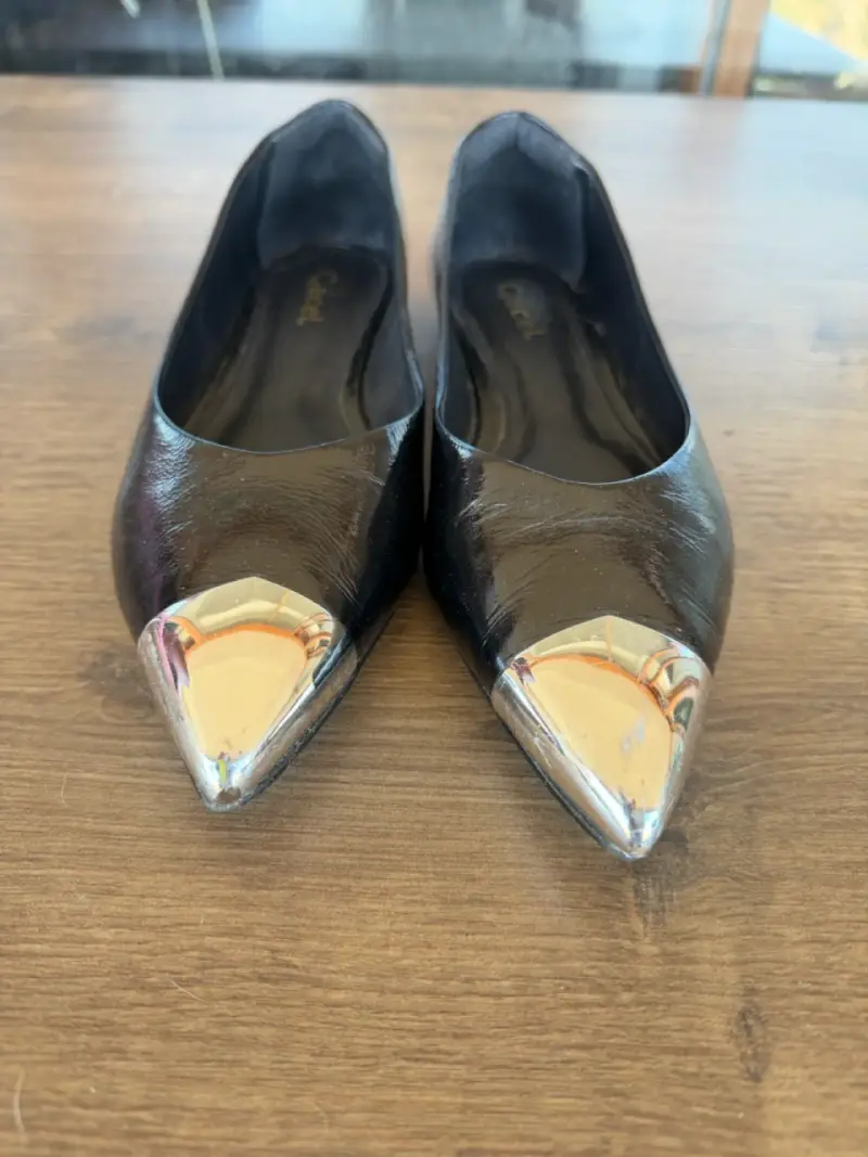 Ballerina Gacel negro cuero con punta metálica - 2