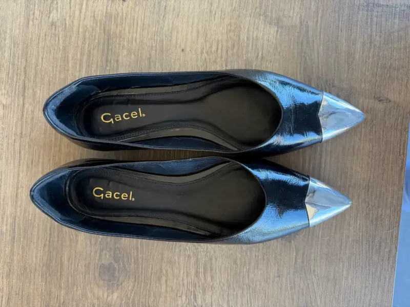 Ballerina Gacel negro cuero con punta metálica - 3