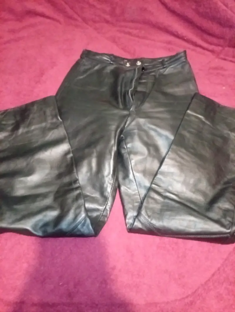 Pantalones de cuero negro para moto - 3