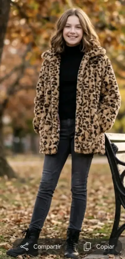 Abrigo de piel sintética estampado leopardo T14 - miniatura 3