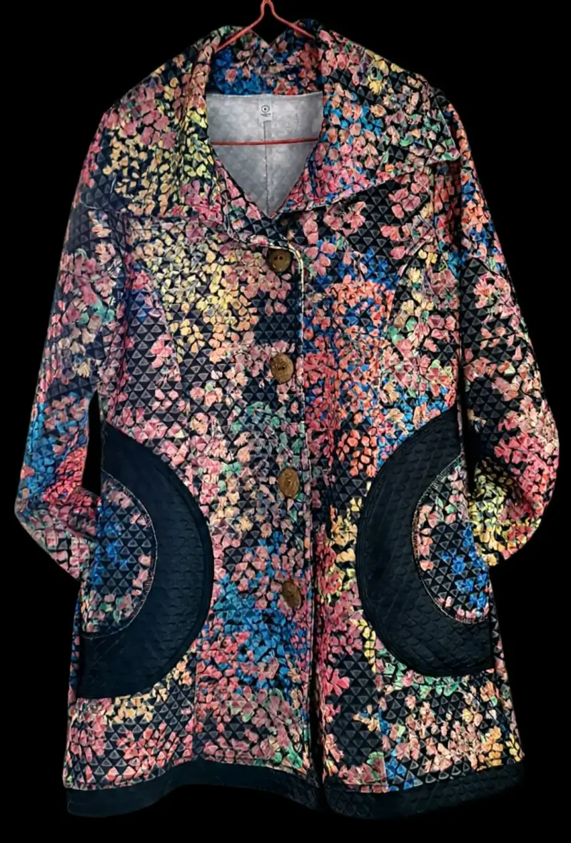 Abrigo estampado multicolor con botones - 3