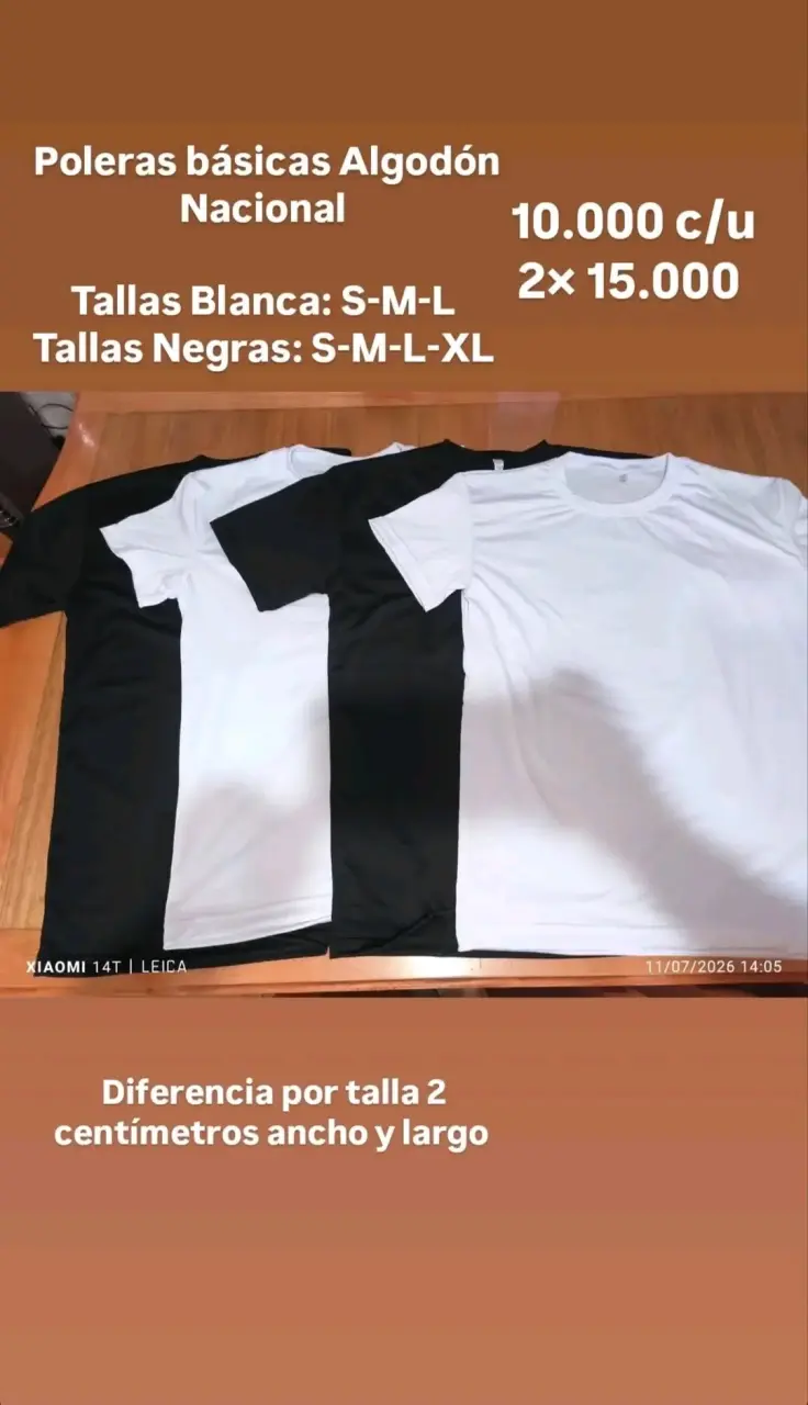 Poleras básicas de algodón nacional