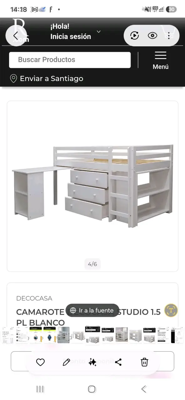 Cama estudio con escritorio y cajonera blanca - 3