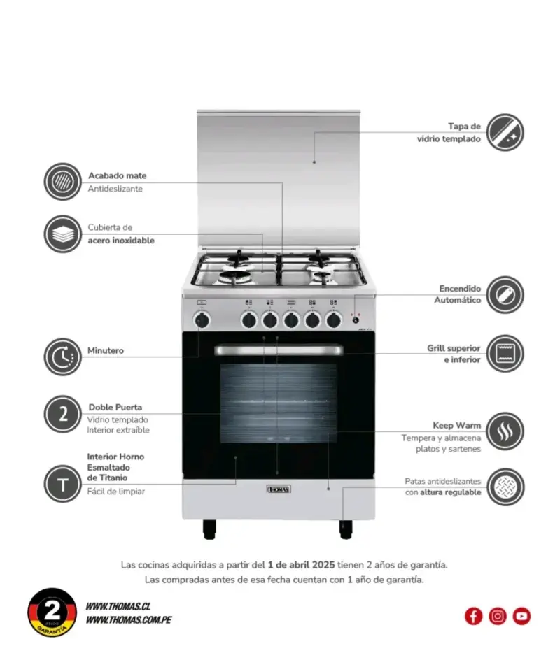 Cocina a gas con horno incorporado - 3