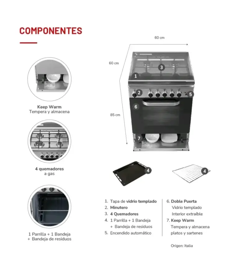 Cocina a gas con horno incorporado - 4