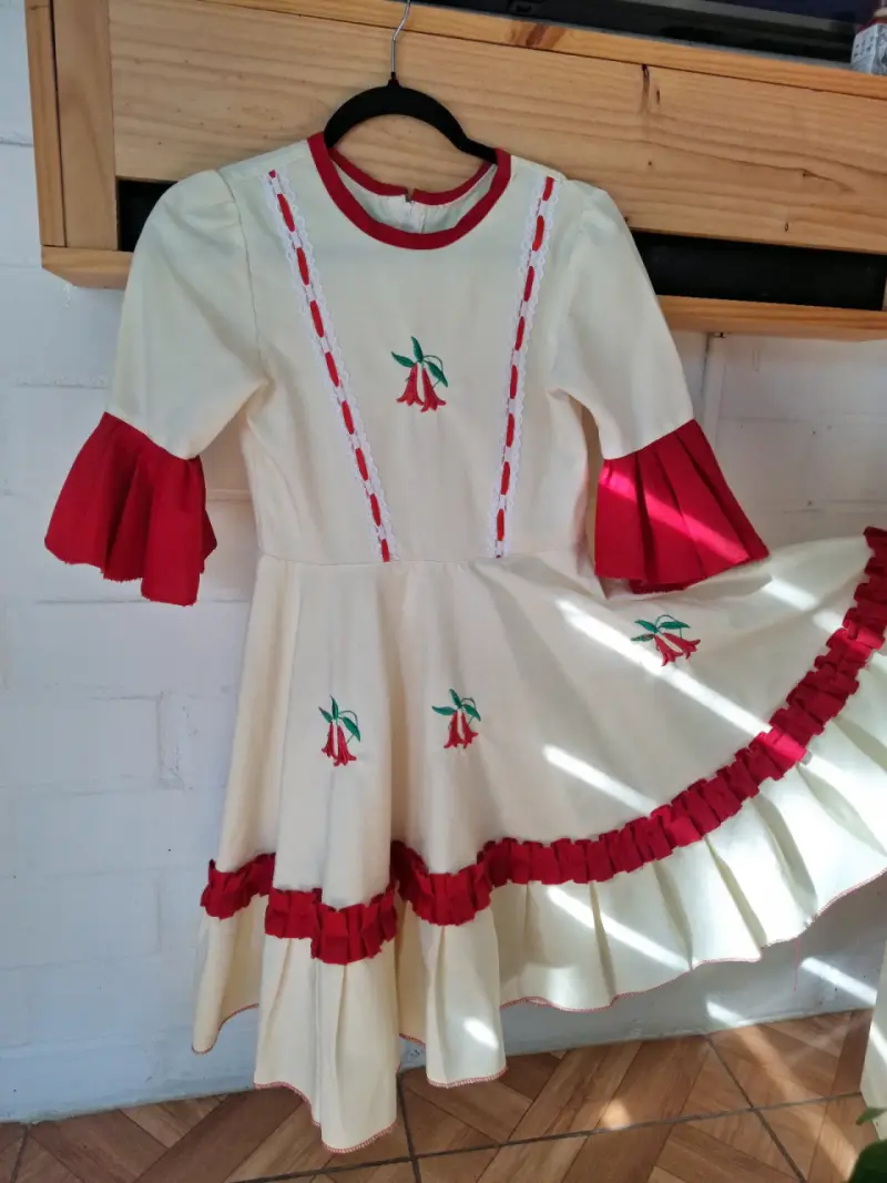 Vestido folclórico chileno con bordados talla 14 - 2