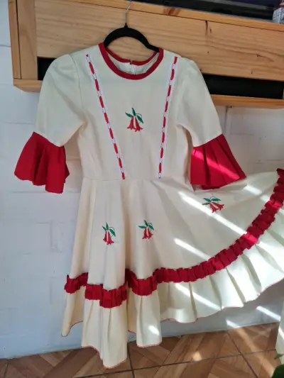 Vestido folclórico chileno con bordados talla 14 - miniatura 2