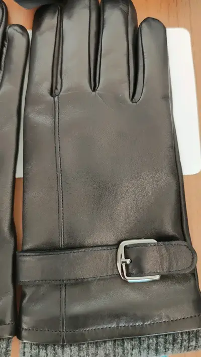 Guantes de cuero Gino Rodinis negros - miniatura 3