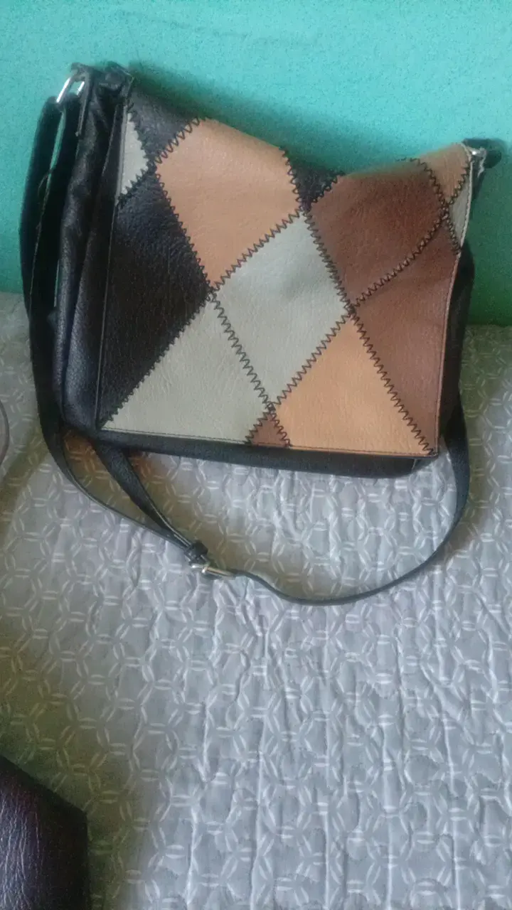 Cartera de cuero patchwork multicolor