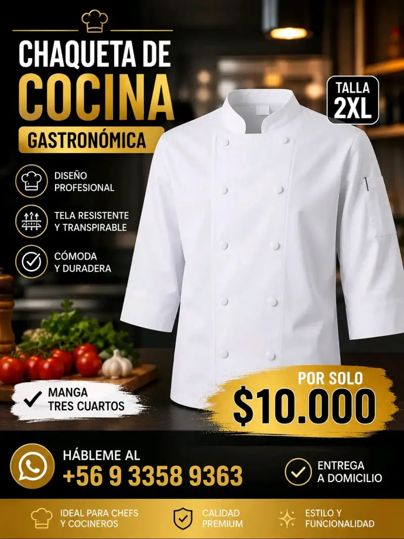 Chaqueta de cocina gastronómica blanca - 1
