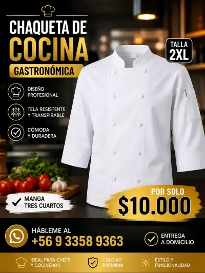 Chaqueta de cocina gastronómica blanca - miniatura 1