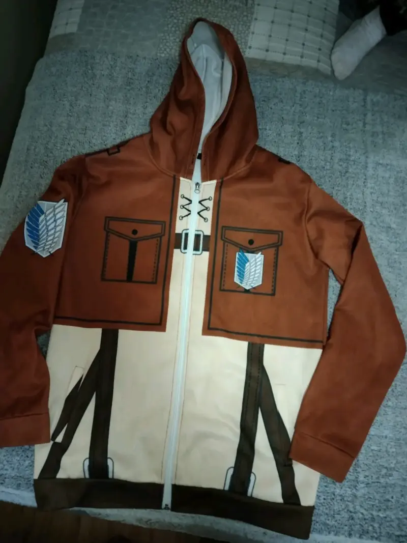 Polerón con capucha de anime estilo militar - 2