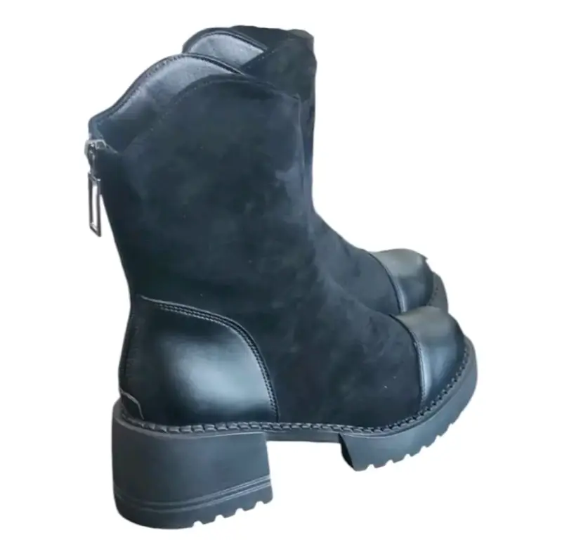 Botines negros de cuero y gamuza - 1