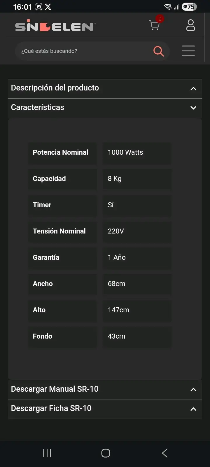 Secadora Sindelen 8 Kg 1000 Watts - 1