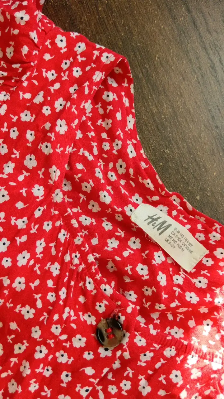 Enterito rojo floral para niña - 4
