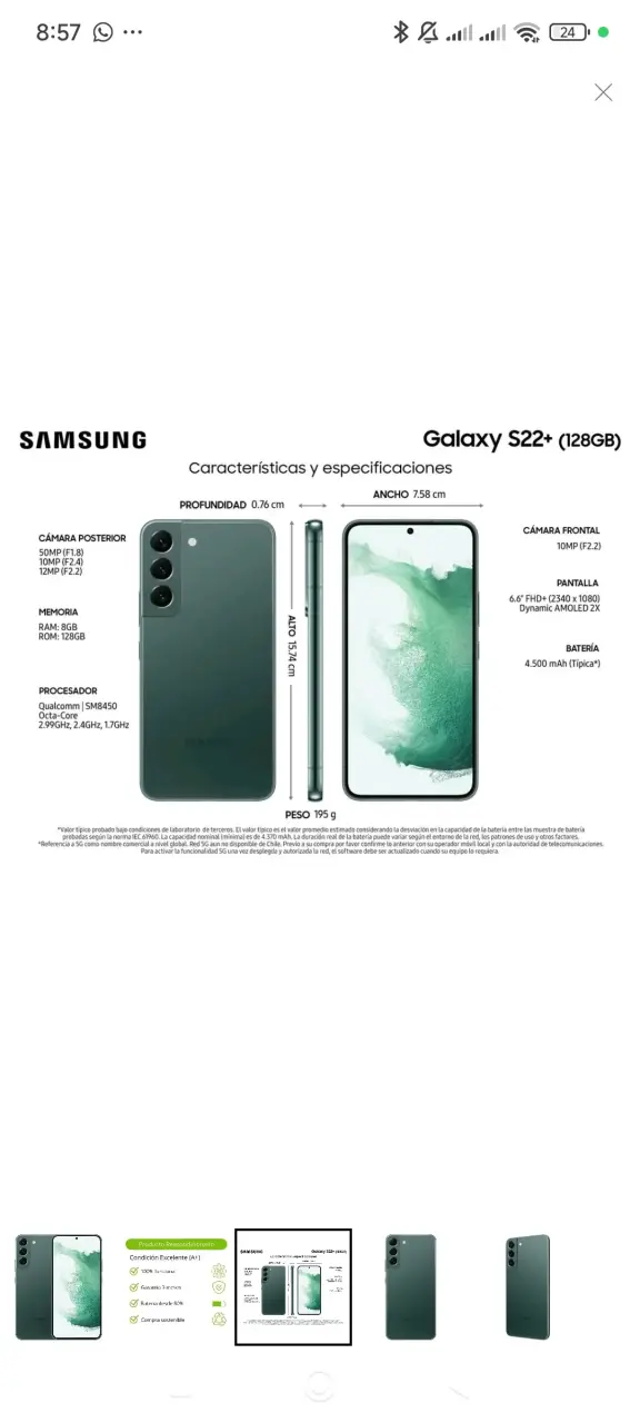Samsung Galaxy S23 verde en excelente estado - 2