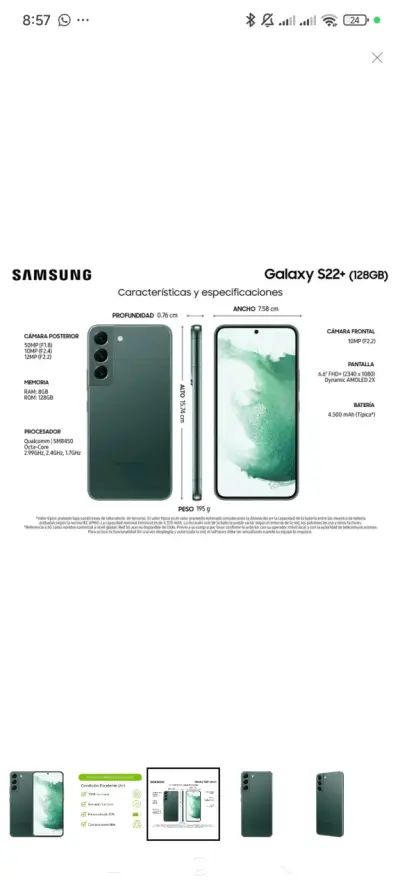 Samsung Galaxy S23 verde en excelente estado - miniatura 2