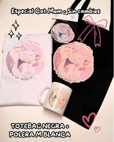 Set Cat Mom: totebag, polera y taza - miniatura 2
