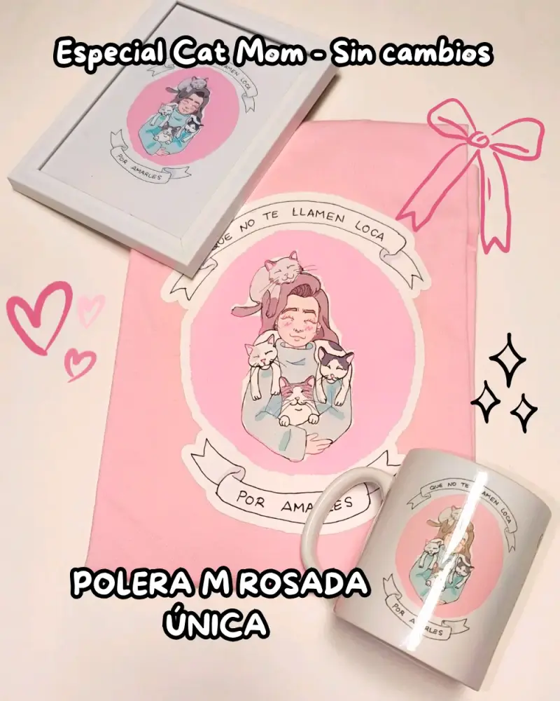 Set Cat Mom: polera, cuadro y taza - 1