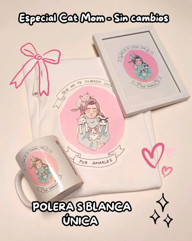 Set Cat Mom: polera, cuadro y taza - 2