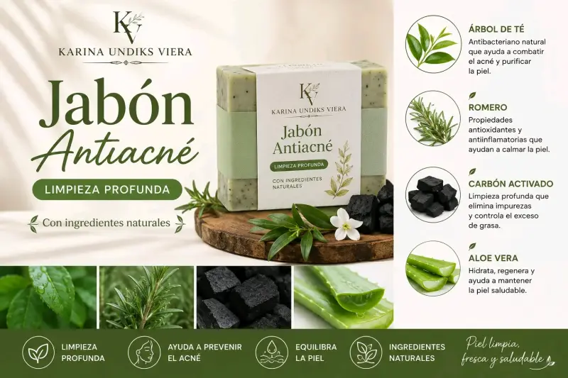 Jabón antiacné con ingredientes naturales