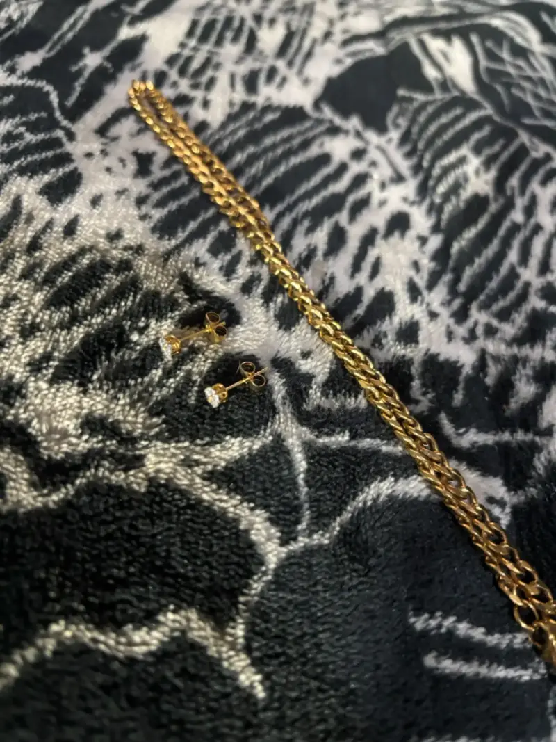 Conjunto de cadena y aros Plata 925 oro elegantes