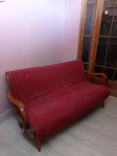 Sofá vintage de madera nogal - miniatura 3