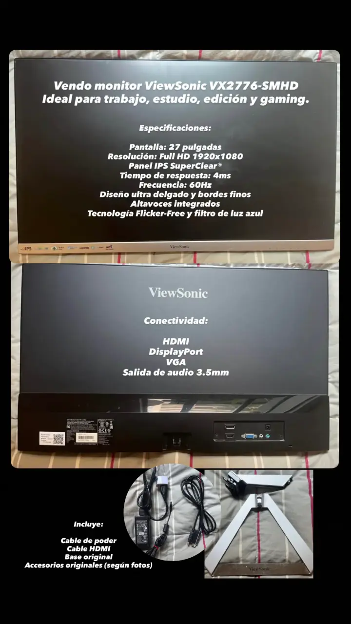 Monitor ViewSonic VX2776-SMHD 27 pulgadas Full HD - 1