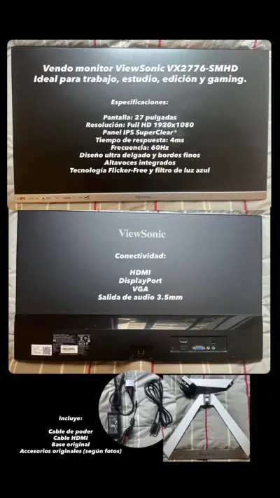 Monitor ViewSonic VX2776-SMHD 27 pulgadas Full HD - miniatura 1
