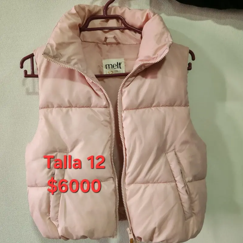 Chaleco acolchado rosa para niña talla 12