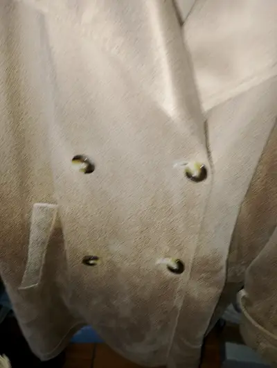 Abrigo beige de mujer con doble botonadura - miniatura 6