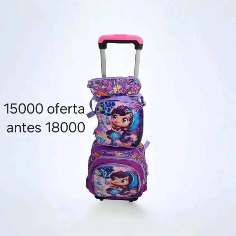 Set de mochilas infantiles con ruedas y diseño animado - 1