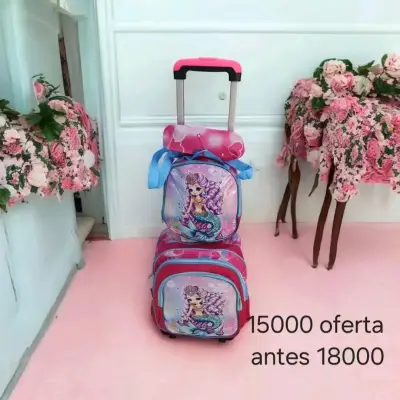 Set de mochilas infantiles con ruedas y diseño animado - miniatura 2