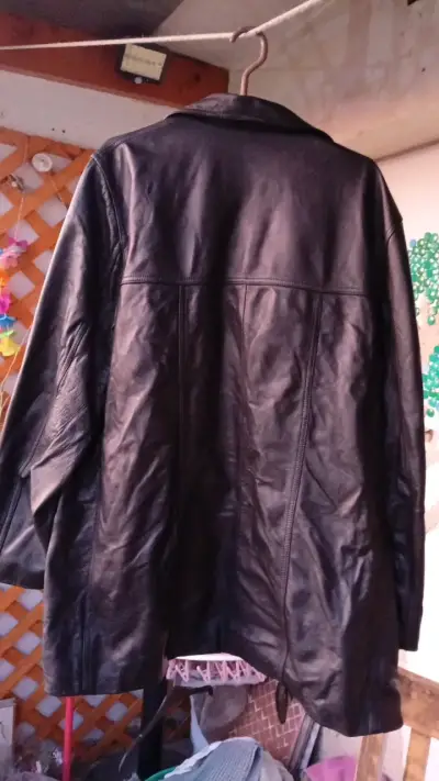 Abrigo de cuero natural negro para hombre - miniatura 3