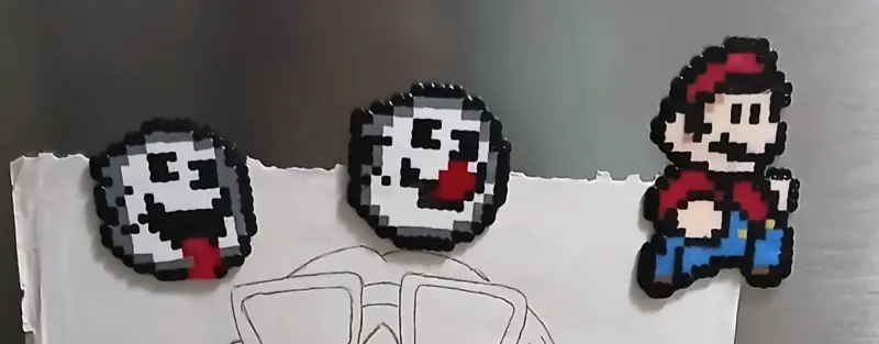 Set 5 Imanes Mario Bros pixel art (hama beads) - 4