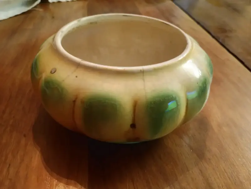Cuenco cerámica de Lota vintage verde y beige - 1