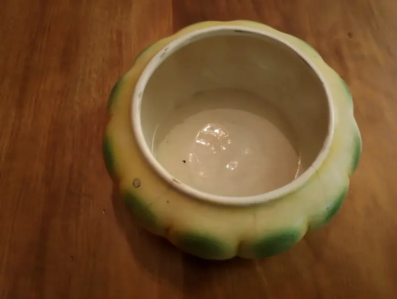 Cuenco cerámica de Lota vintage verde y beige - 2