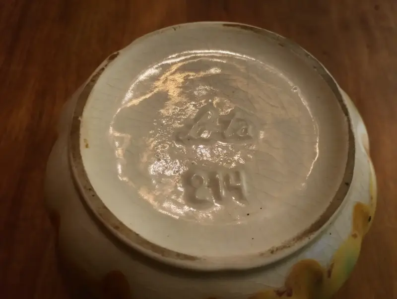 Cuenco cerámica de Lota vintage verde y beige - 5