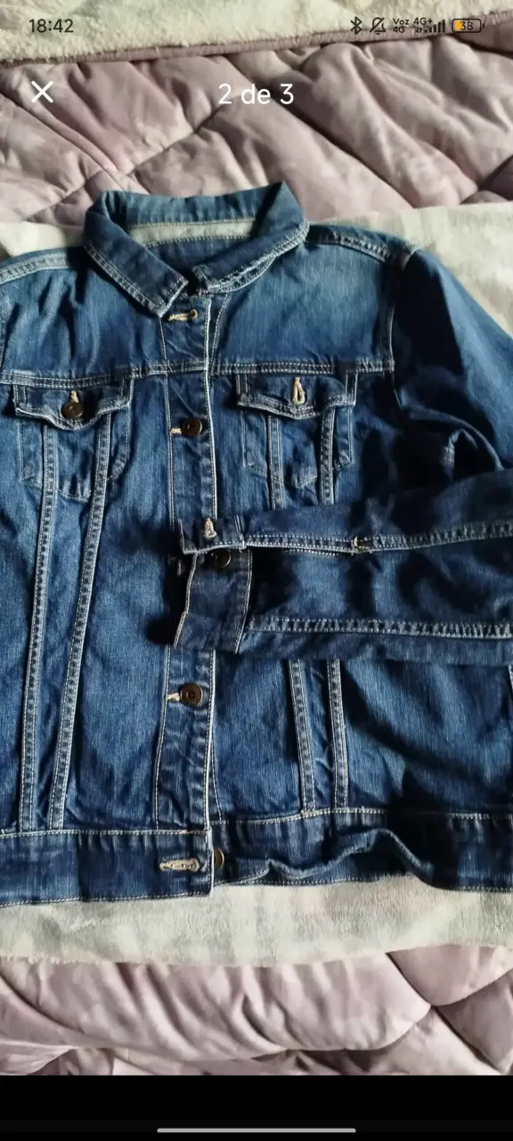 Chaqueta de mezclilla azul talla S - 1