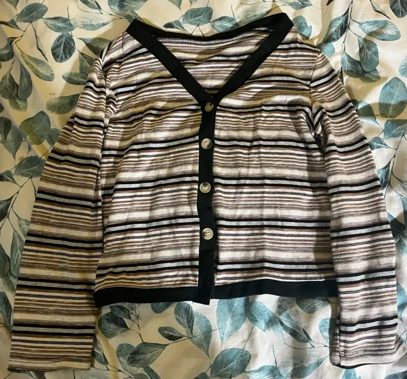 Cardigan de rayas con botones - 1