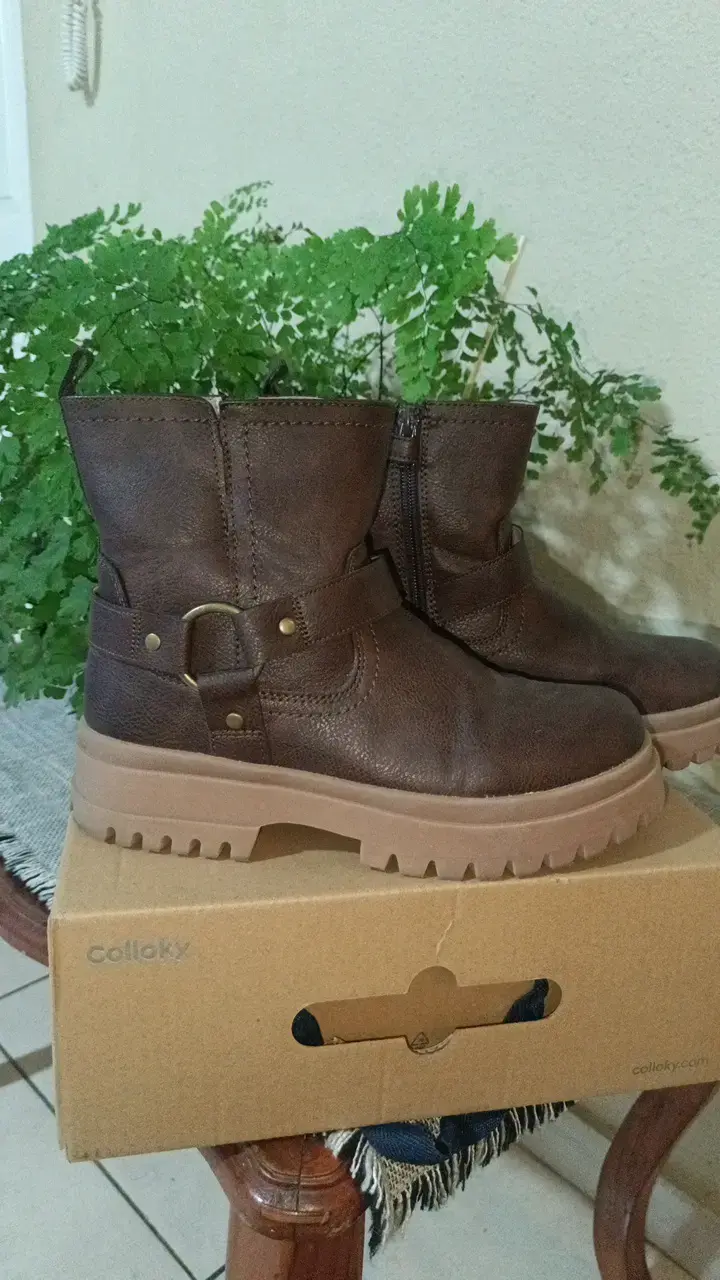Botines de cuero marrón Colloky para niños - 1