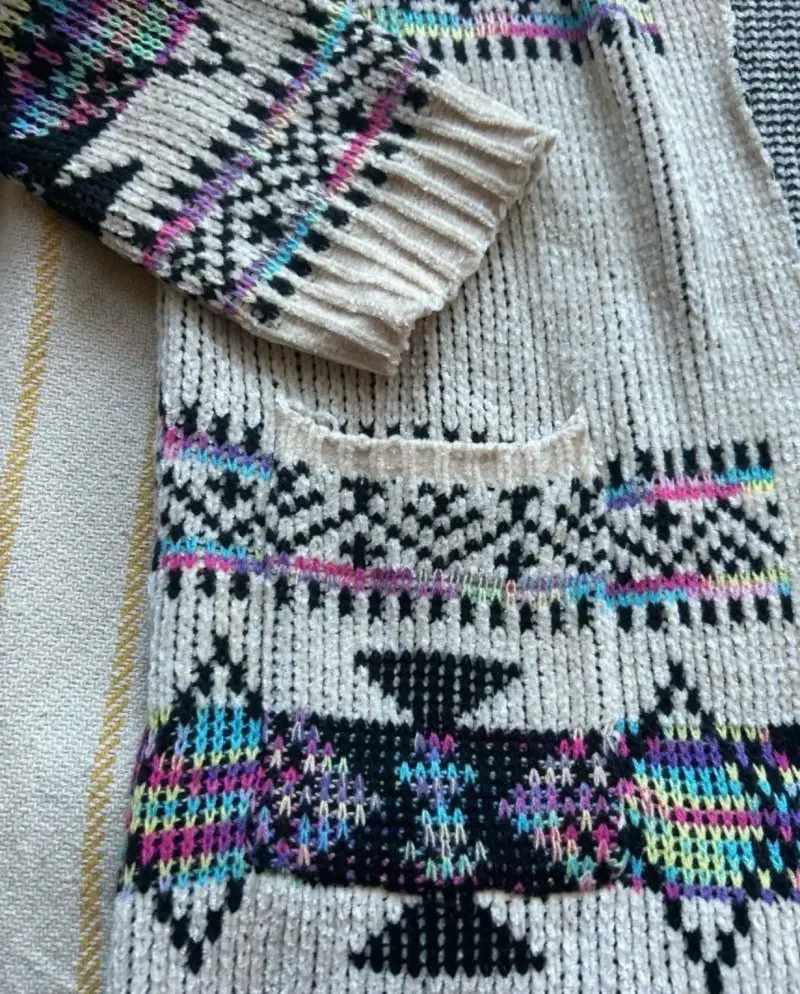 Cardigan de lana con diseño étnico - 3