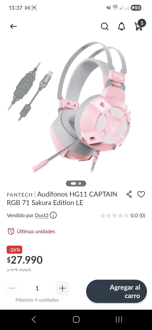 Audífonos Fantech HG11 Captain RGB Sakura - 4